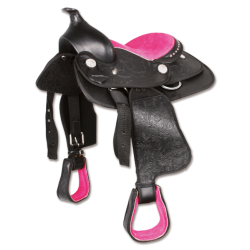 Sella western per pony e cavalli sintetica per bambini, modello Think Pink, completa di accessori. MISURA 12"