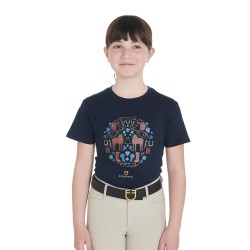 T-shirt equitazione monta inglese bimba Equestro in tessuto traspirante horse+saddle+boots cotone 2022