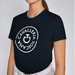 T-SHIRT CAVALLERIA TOSCANA EQUITAZIONE MONTA INGLESE DA DONNA IN COTONE con logo orbit frontale