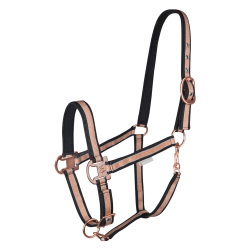 Capezza per cavallo in nylon waldhausen Shine con rifiniture oro gold 