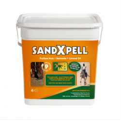 T.R.M. - Sandxpell 4 KG. Adatto per l’alimentazione come complemento nutrizionale per cavalli al paddock su fondi che presentano zone terrose.