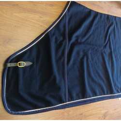 Coperta Lana cotta 900 D con chiusura in cuoio e fibbia ottone misura 145 cm colore Navy 
