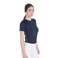 POLO DONNA EQUITAZIONE MONTA INGLESE TESSUTO TECNICO EQUESTRO GIROCOLLO MEZZA MANICA TRAFORATA ANGOLARE LEGGERA E TRASPIRANTE  