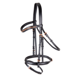 TESTIERA PER CAVALLO IN CUOIO STAR ROSEMARY CON FRONTALINNO TEMPESTATO DI BRILLANTI ROSA