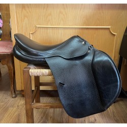 SELLA USATA SALTO OSTACOLI IN CUOIO DASLO TATTINI MISURA 17" COLORE NERO OTTIME CONDIZIONI!