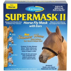 Maschera super resistente per cavallo antinsetti Supermask II CR W/orecchie bordo in ecopelliccia colore Cheetah Leopardata 