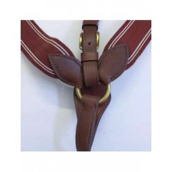 PETTORALE IN CUOIO INGLESE CON FASCE ELASTICHE,ANELLI E FIBBIE OTTONE,ELASTICO BORDEAUX SARM