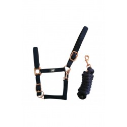Capezza per cavallo in nylon Supreme gold con lunghina