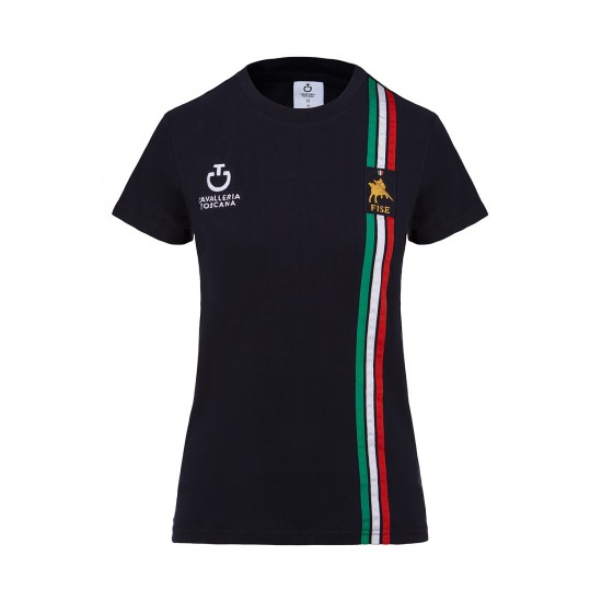 T shirt cotone equitazione monta inglese da bambina a manica corta Cavalleria Toscana by FISE