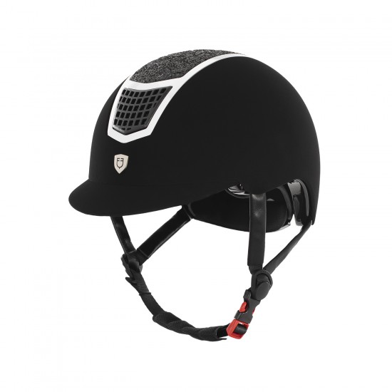 CASCO PER CAVALIERE MONTA INGLESE EQUESTRO MODELLO ECLIPSE STONE VELVET  CON ROTELLA REGOLAZIONE MISURA