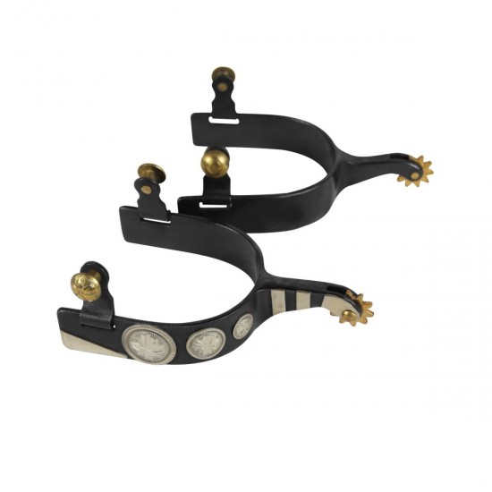 Speroni Western in metallo nero brunito e resistente,Conchos