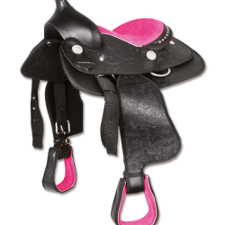 Sella western per pony e cavalli sintetica per bambini, modello Think Pink, completa di accessori. MISURA 12"