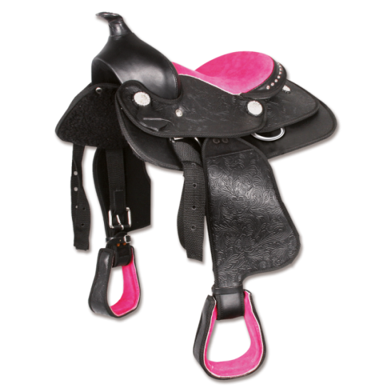 Sella western per pony e cavalli sintetica per bambini, modello Think Pink, completa di accessori. MISURA 12"