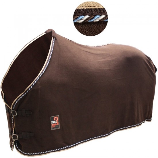 Coperta per cavalli e pony in pile 3stars con cordone e bordo a contrasto asciugasudore prima e dopo lavoro
