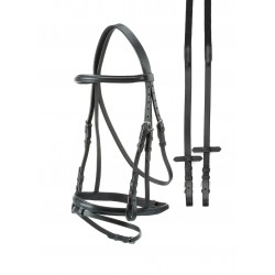 Testiera per cavalli monta inglese TATTINI con redini in in tela e cuoio di qualità superiore
