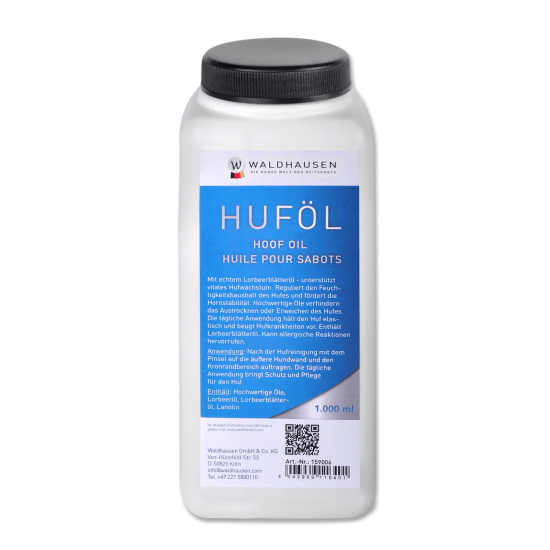 OLIO PER ZOCCOLI CAVALLI CON OLIO DI ALLORO, 1 L Regola il livello d"idratazione dello zoccolo e favorisce la sensibilità del tessuto corneo