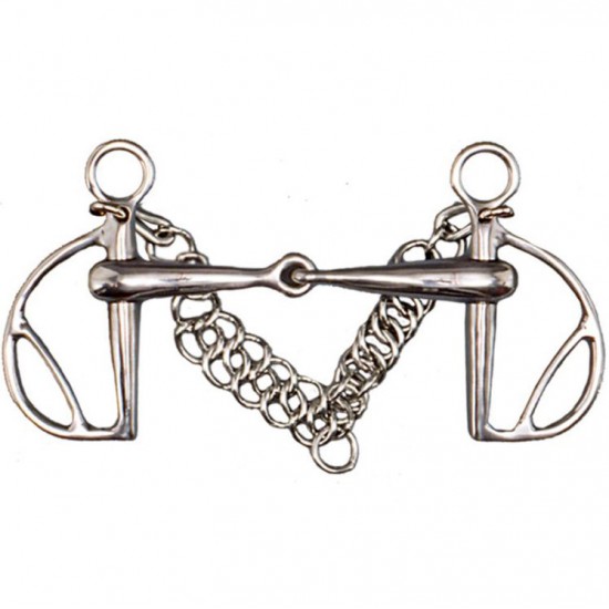 Morso Spagnolo vuoto snodato con passaredini, imboccatura 18 mm, in acciaio inox