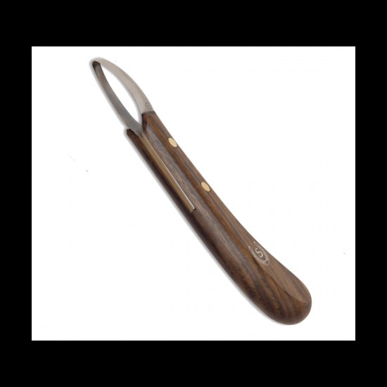 COLTELLO PER MASCALCIA PAREGGIATURA, FERRATURA CAVALLI DOUBLES MOD. COLTELLO INGLESE LOOP AD ANELLO MANICO IN LEGNO