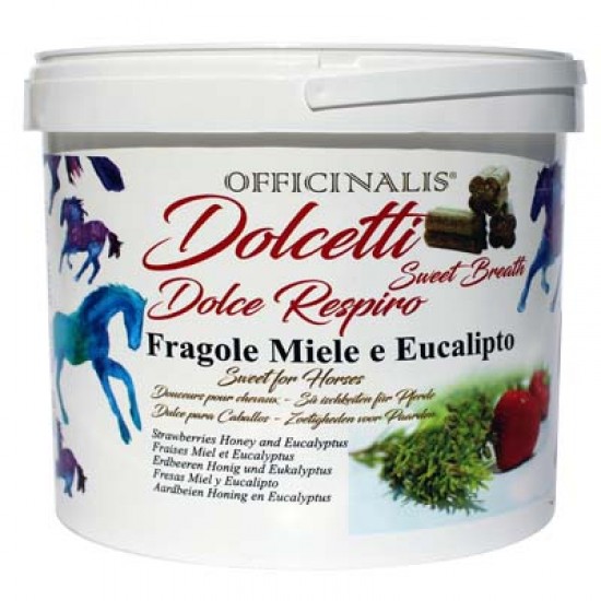 Biscotti naturali OFFICINALIS per cavalli con pezzetti di verdura e frutta particolarmente graditi al cavallo per il loro gusto buono e speciale. SECCHIO DA 3 KG.