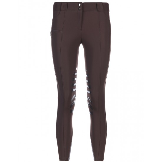 Pantaloni equitazione monta inglese donna Sarm Hippique microfibra e grip ginocchio