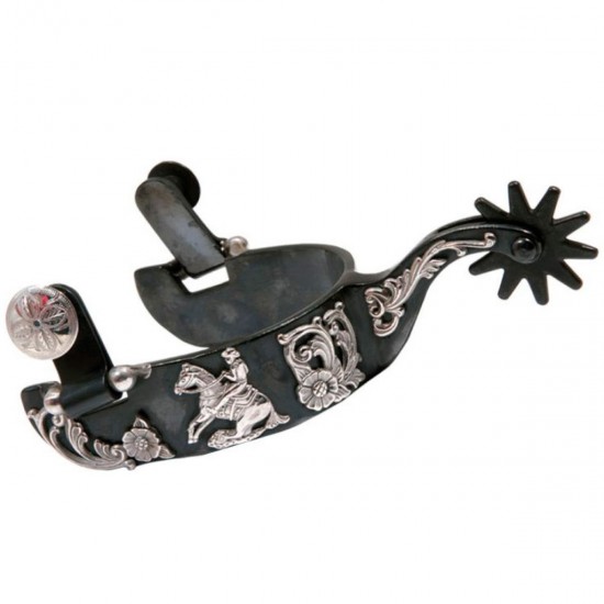 Speroni western Da reining, in metallo nero satinato con decorazioni floreali in German SilveR