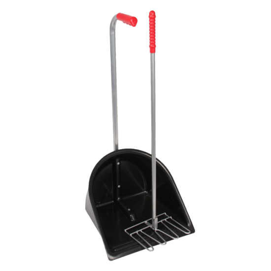 Pattumiera in plastica resistente da scuderia con rastrello