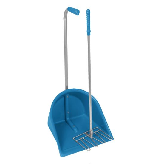 Pattumiera in plastica resistente da scuderia con rastrello
