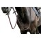 Redini equitazione monta inglese Prestige in gomma e cuoio bombate, modello E146, con 7 stopper da 22 mm con ricami e olive incorporate.