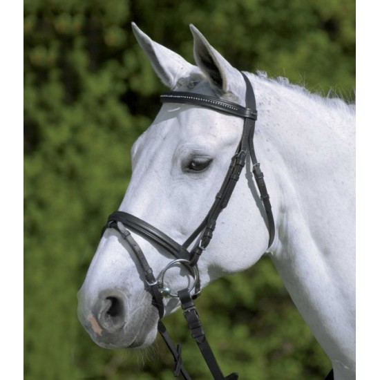 TESTIERA CUOIO CAVALLO MONTA INGLESE STAR DIAMOND