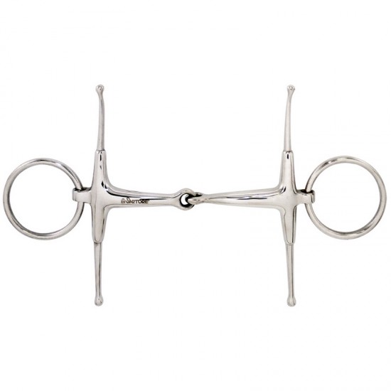 FILETTO PER CAVALLI AD ASTA SNODATA FISSA PIENA INOX  SPESSORE MM 18 CHIAMATA MM 180