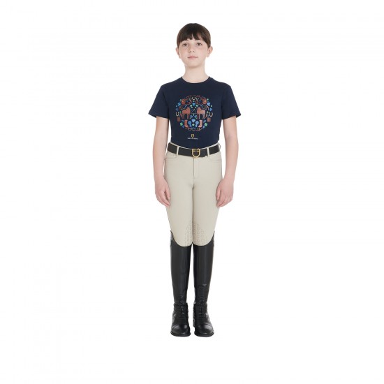 T-shirt equitazione monta inglese bimba Equestro in tessuto traspirante horse+saddle+boots cotone 2022