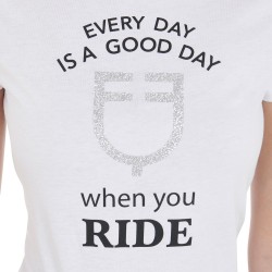 T-SHIRT EQUITAZIONE EQUESTRO DONNA SLIM FIT GOOD DAY CON LOGO SUL PETTO