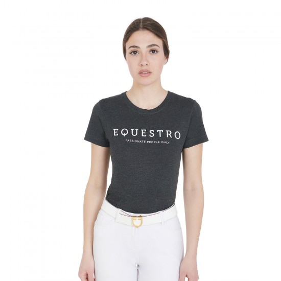 T-SHIRT EQUITAZIONE MONTA INGLESE COTONE DONNA LOGO EQUESTRO