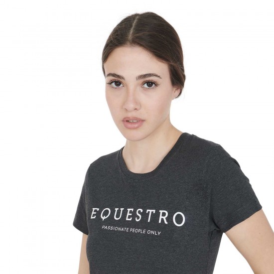 T-SHIRT EQUITAZIONE MONTA INGLESE COTONE DONNA LOGO EQUESTRO