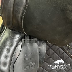 SELLA USATA DA TREKKING IN CUOIO NERO ZALDI OTTIMA OCCASIONE MISURA 17,5 CON STAFFE E STAFFILI CON CUSCINI IN MEMORI