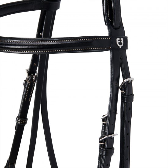 TESTIERA IN CUOIO EQUITAZIONE MONTA INGLESE EQUESTRO MODELLO DECO CON RICAMI 