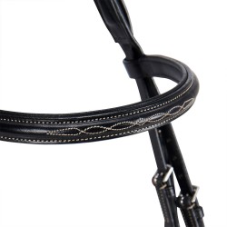 TESTIERA IN CUOIO EQUITAZIONE MONTA INGLESE EQUESTRO MODELLO DECO CON RICAMI 