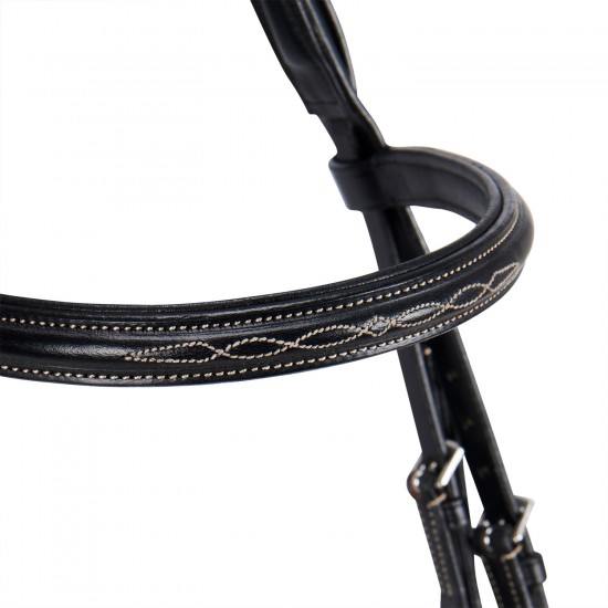 TESTIERA IN CUOIO EQUITAZIONE MONTA INGLESE EQUESTRO MODELLO DECO CON RICAMI 