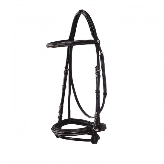 TESTIERA IN CUOIO EQUITAZIONE MONTA INGLESE EQUESTRO MODELLO DECO CON RICAMI 