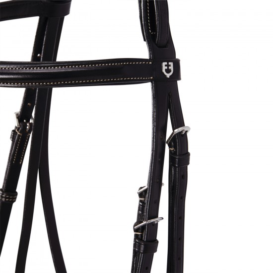 TESTIERA IN CUOIO EQUITAZIONE MONTA INGLESE EQUESTRO MODELLO DECO CON RICAMI 