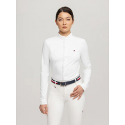 Camicia da concorso equitazione donna Tommy Hilfiger Equestrian Charlotte con bottoni TH OPTIC WHITE