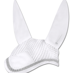 CUFFIA CAVALLO ANTIMOSCHE COMPETITION  composti la tessuto misto cotone liscio, il frontale è lavorato in crochet.