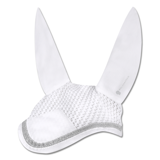 CUFFIA CAVALLO ANTIMOSCHE COMPETITION  composti la tessuto misto cotone liscio, il frontale è lavorato in crochet.