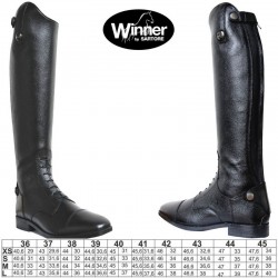 STIVALI WINNER PELLE CON LACCI NERI CON ZIP E ELASTICO SUOLA GOMMA 