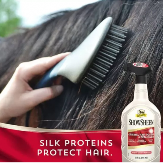 SGROVIGLIANTE CODA E CRINIERA SHOWSHEEN  NEWABSORBINE 950 ml DISTRICANTE LUCIDANTE SPRAY PER MANTELLO E CRINI DEL CAVALLO