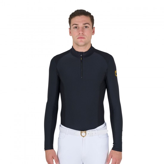 POLO UOMO EQUITAZIONE MONTA INGLESE SLIM FIT DA ALLENAMENTO A MANICA LUNGA EQUESTRO