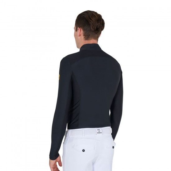 POLO UOMO EQUITAZIONE MONTA INGLESE SLIM FIT DA ALLENAMENTO A MANICA LUNGA EQUESTRO