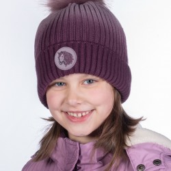 Berretto bimba HKM  equitazione caldo foderato in pile Alva color lilla 