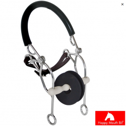 COMBINATION TANDEM HAPPY MOUTH con imboccatura aromatizzata alla mela, chiamate in acciaio inox aventi lunghezza 200 mm ca. barbozzale in cuoio. Imboccatura da mm 20