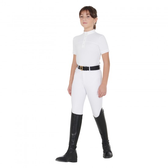 POLO MEZZA MANICA COMPETIZIONE BIMBA TESSUTO TECNICO TRASPIRANTE TRAFORATA CON DUE BOTTONI A CHIUSURA EQUESTRO